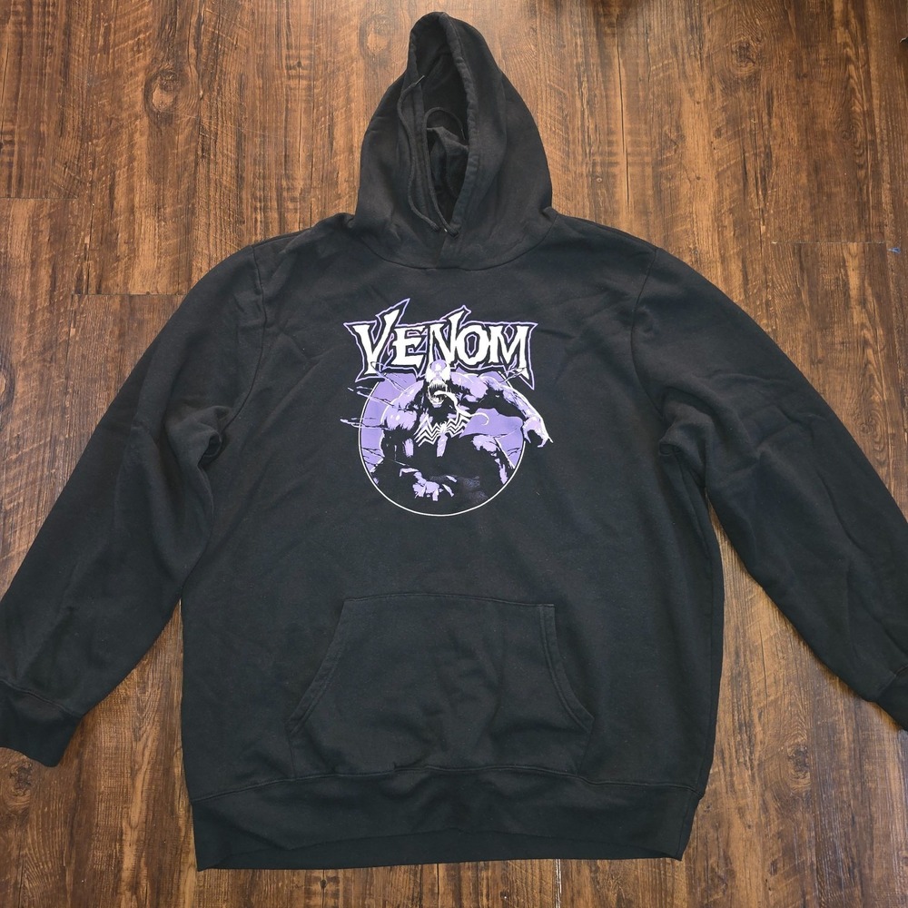 Hoodie Marvel Venom Black Purple Graphic Pullover Mens 2XL